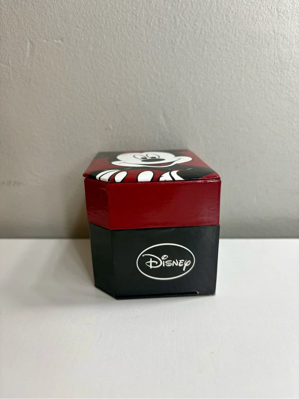 Disney Mickey Mouse Silver-Tone Watch with Black Strap and Red/Yellow Accents